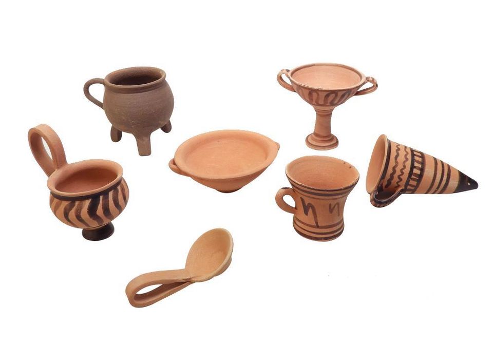 Ancient Mycenaean Ceramic Kitchen Toys Pretend Play Set 3 Ancient Mycenaean Ceramic Kitchen Toys Pretend Play Set